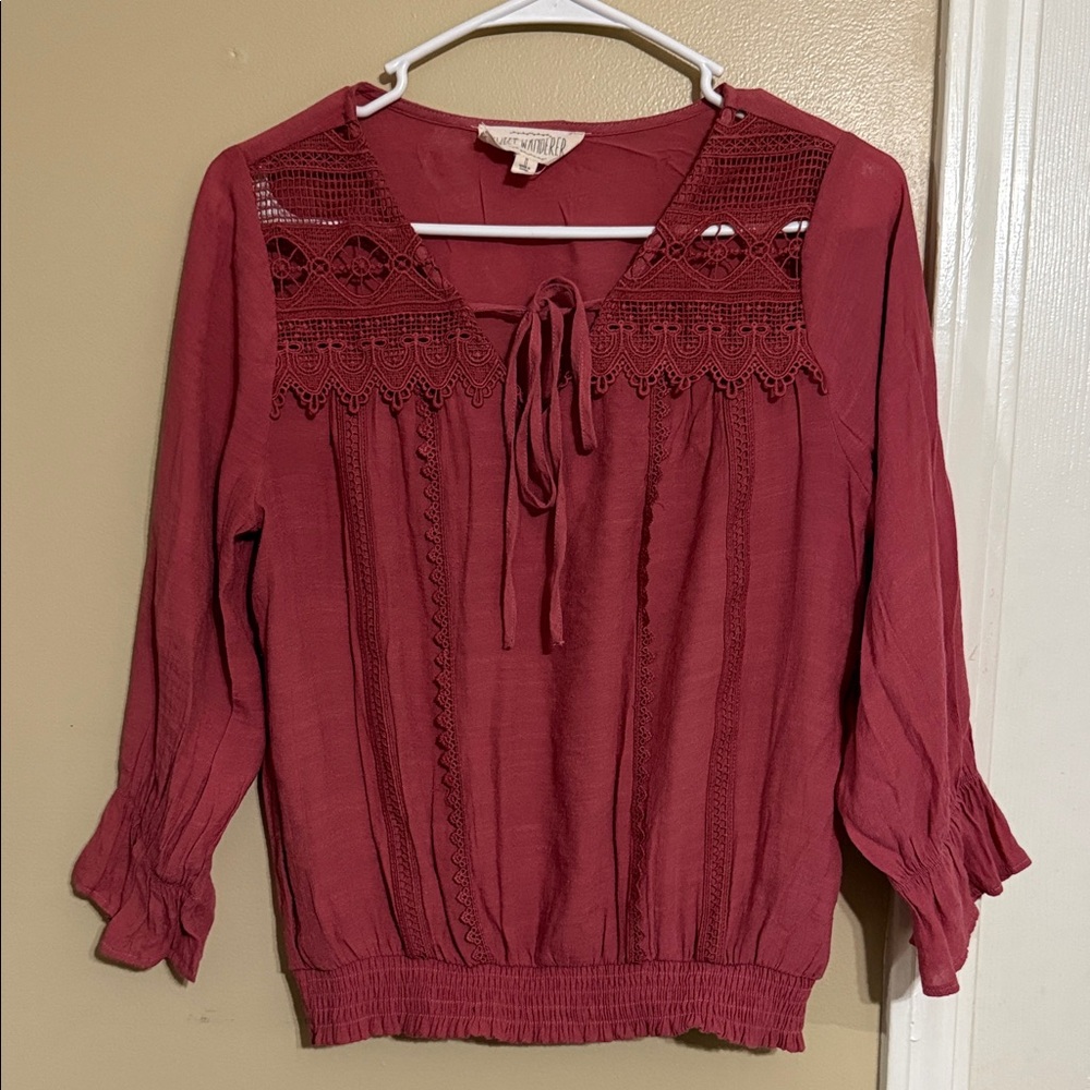 Women's Lace Detail Top - Pink